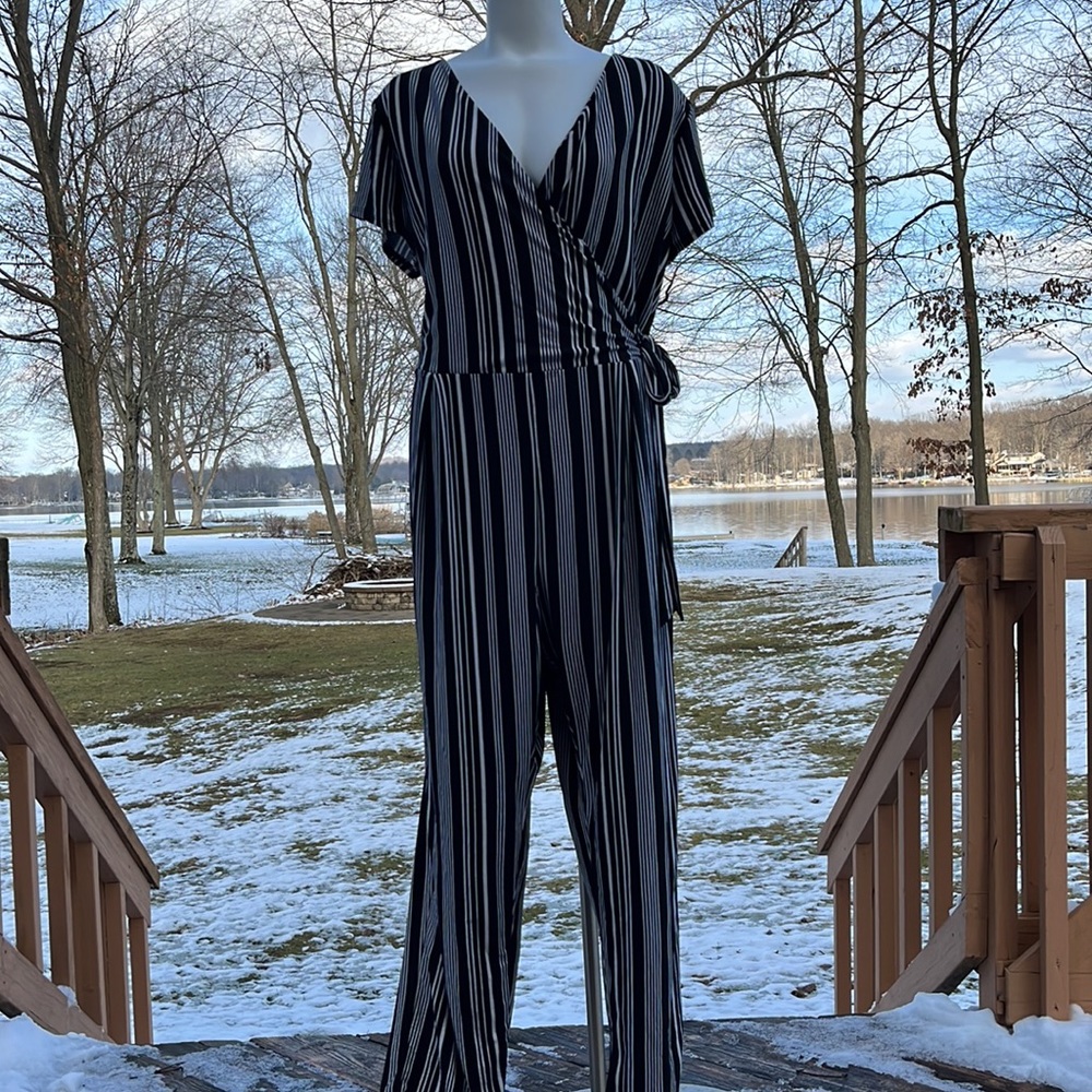 Derek Heart striped jumpsuit 3X
